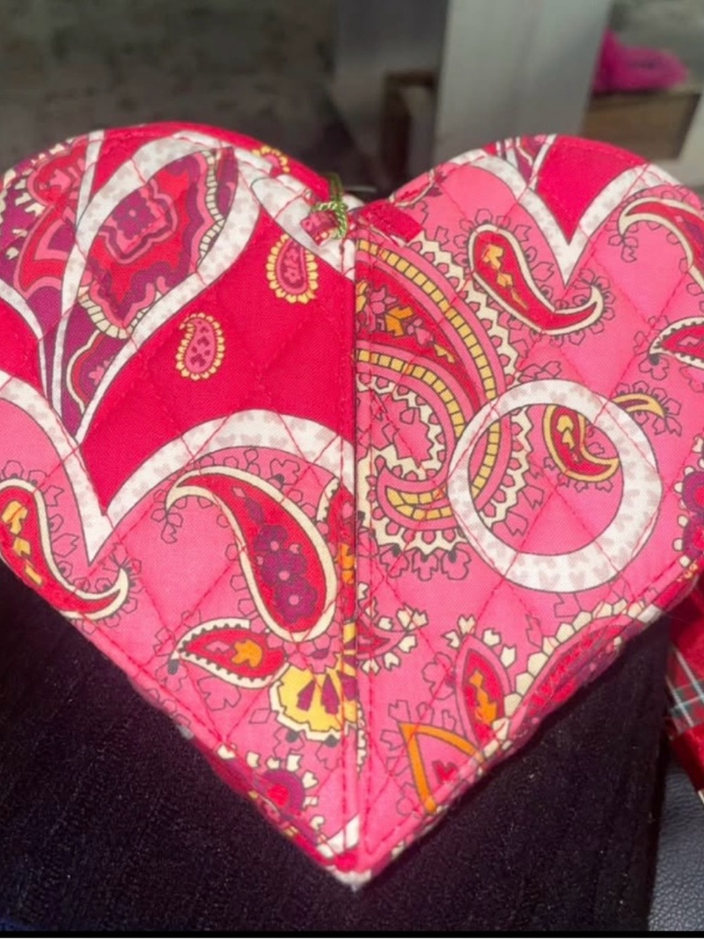 Vera Bradley Red and Pink Paisley Heart Pouch